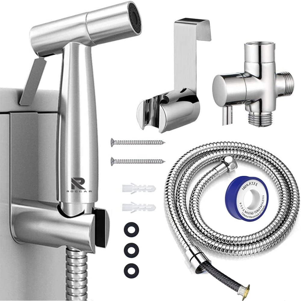 Handheld Bidet Sprayer for Toilet: Hose Attachment for Feminine Wash, Baby Cloth Diaper Washer, Stainless Steel Cleaner, and Shower Sprayer for Pets - Ideal for Bathroom or Toilet Use.