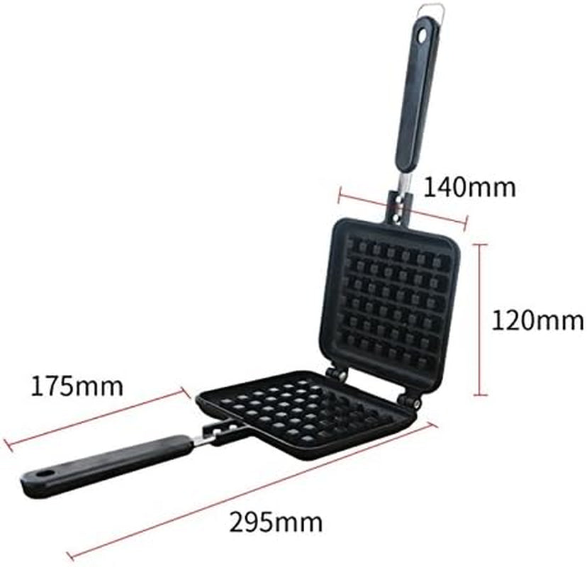 Waffle Maker: Non-Stick DIY Waffle Baking Mould Tray with Handle for Stovetop Cooking.