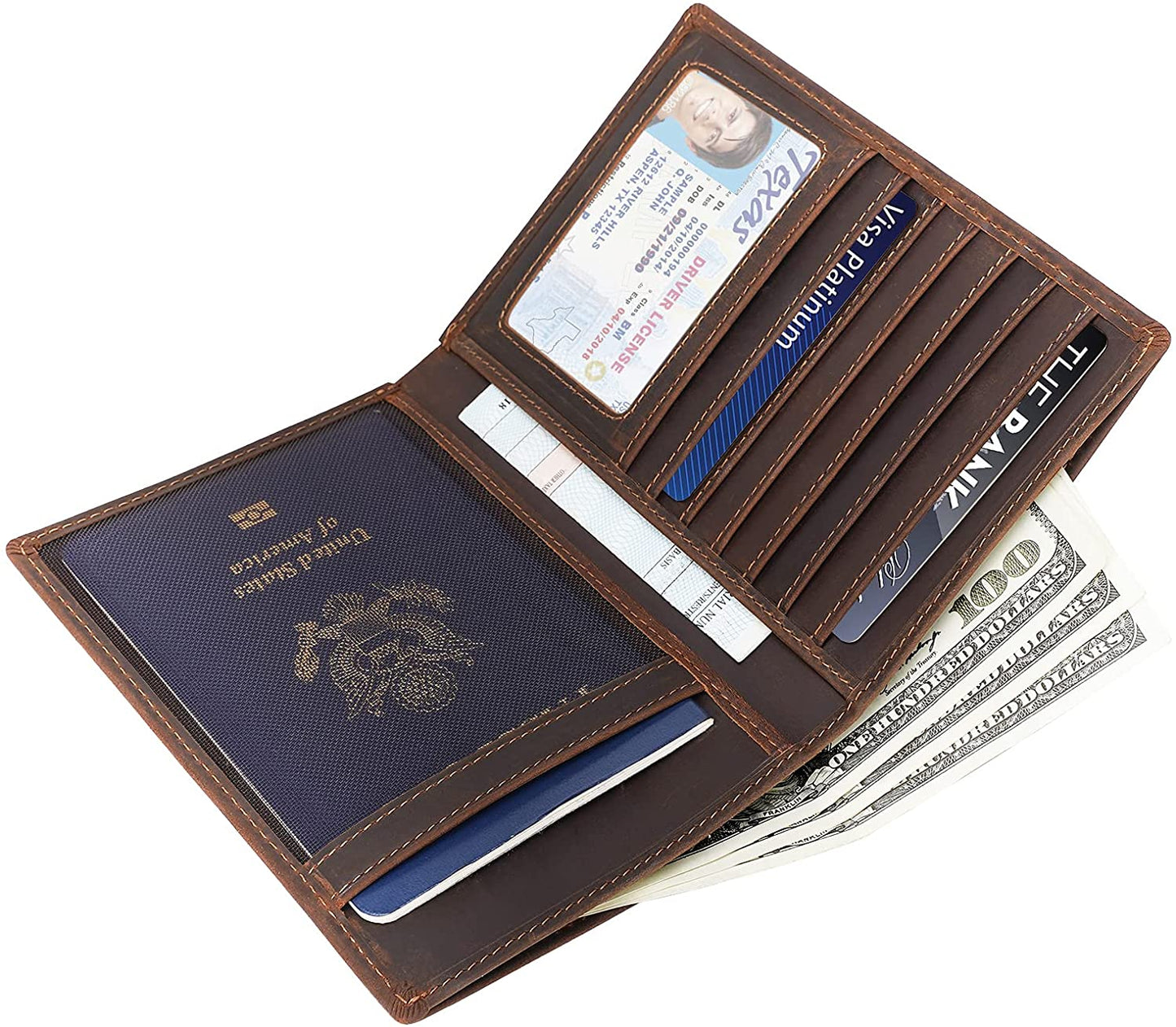 RFID Blocking Leather Passport Holder Travel Wallet - Premium Quality for Men and Women (Dark Brown)