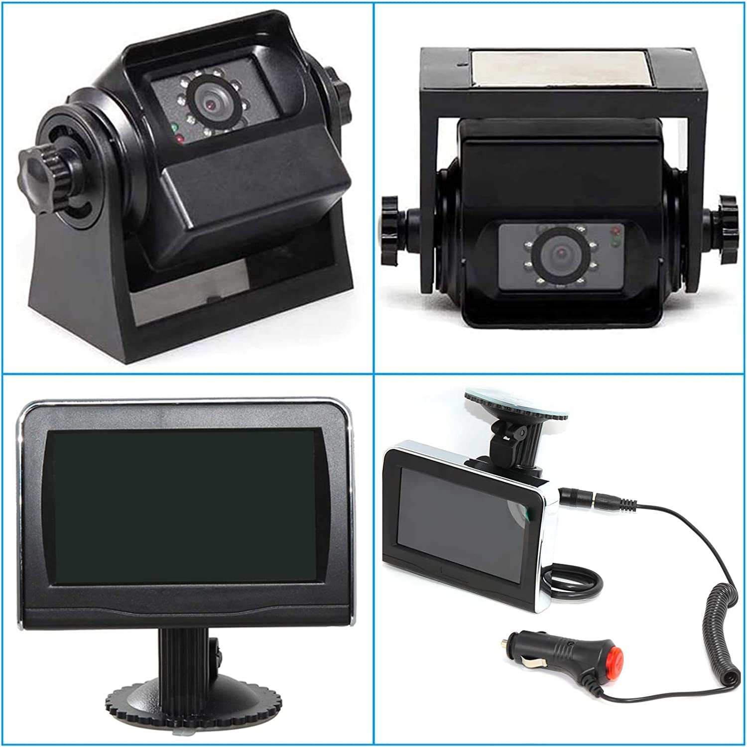 Portable Wi-Fi Wireless Magnetic Hitch Camera with 4.3 Inch LCD Monitor Display - Backup Rear View for Gooseneck, Horse Trailer, Boat, Travel Trailer, Fifth Wheels, RV, Camper - Battery Powered Kit