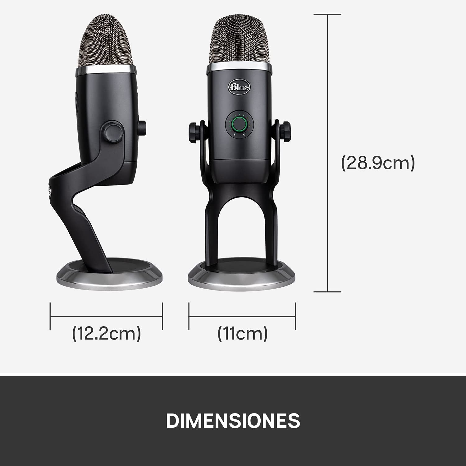 USB Condenser Microphone for Professional PC and Mac Use, Ideal for Gaming, Recording, Streaming, and Podcasting, High-Resolution Metering, LED Lighting, Blue VO!CE Effects - Black