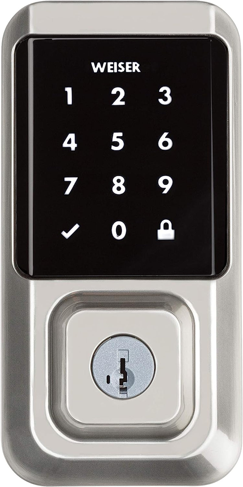 Smart Lock WiFi Halo Satin Nickel Keyless Entry Door Lock, Touchscreen Keypad, Compatible with Amazon Alexa, Google Assistant/Google Home, Deadbolt Lock, Ideal for Entry Doors