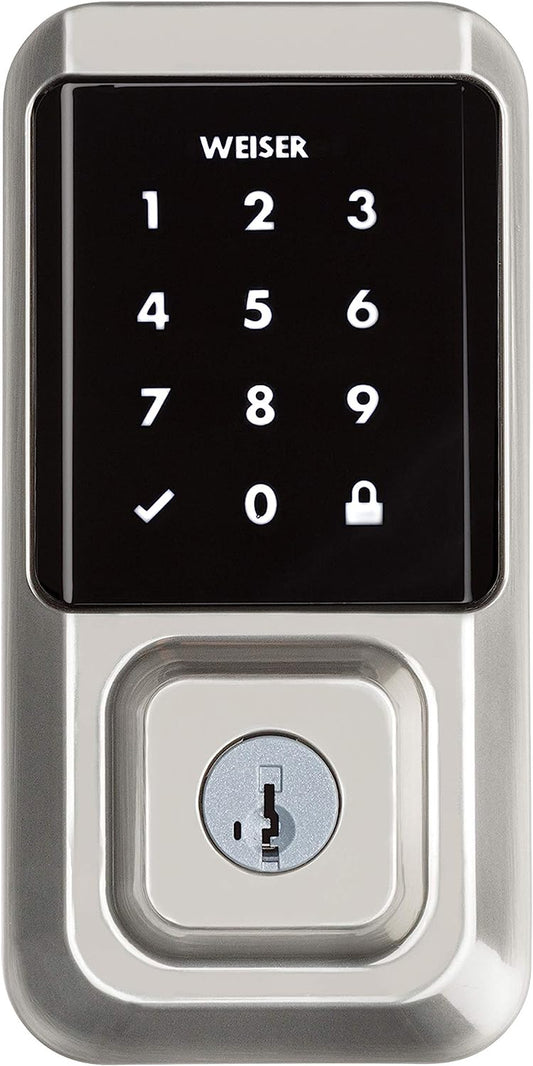 Smart Lock WiFi Halo Satin Nickel Keyless Entry Door Lock, Touchscreen Keypad, Compatible with Amazon Alexa, Google Assistant/Google Home, Deadbolt Lock, Ideal for Entry Doors