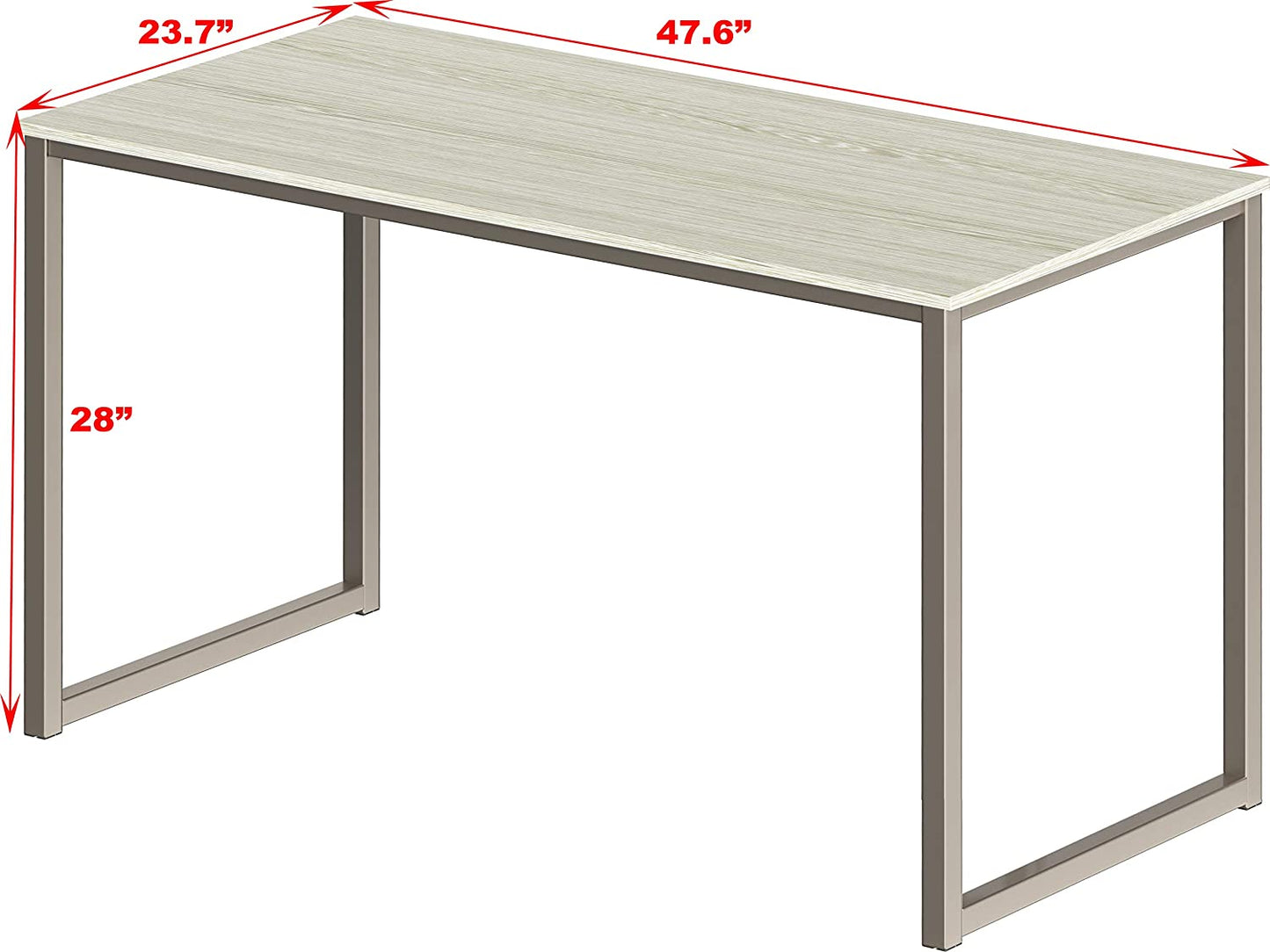 48-Inch Home Office Computer Desk in Maple Finish, with Dimensions of 121 cm W x 60 cm D.