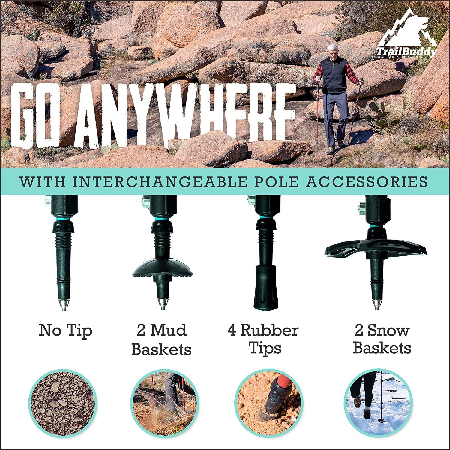 Ultralight Aluminum Collapsible Hiking Poles - Adjustable Trekking Poles for Hiking, Camping, and Backpacking - Set of 2 Walking Sticks with Cork Grip
