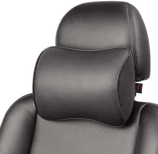 Soft Memory Foam Car Neck Pillow - Leather Headrest for Driving Home Office Black (1PC)