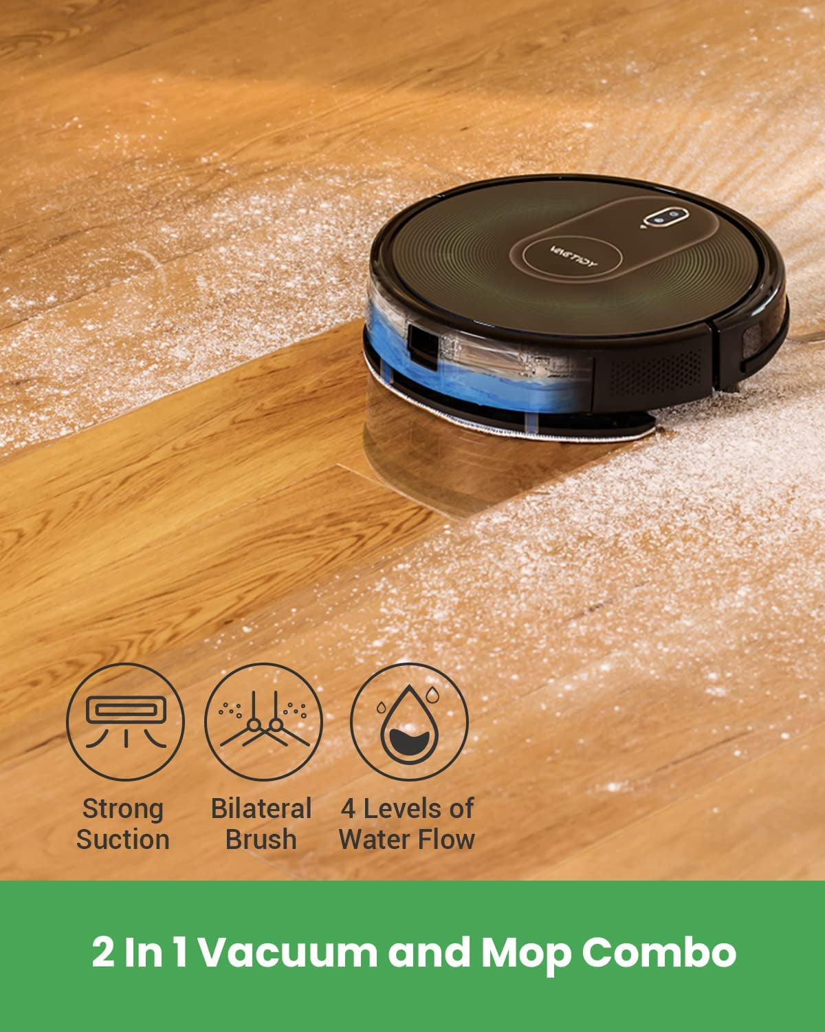 Nimble T8 Robot Vacuum and Mop Combo: GyroNav Navigation, 3000Pa Strong Suction, Siri/APP/Alexa/WiFi Control, Self-Charging, Suitable for Hard Floors, Carpets, and Pet Hair Cleaning