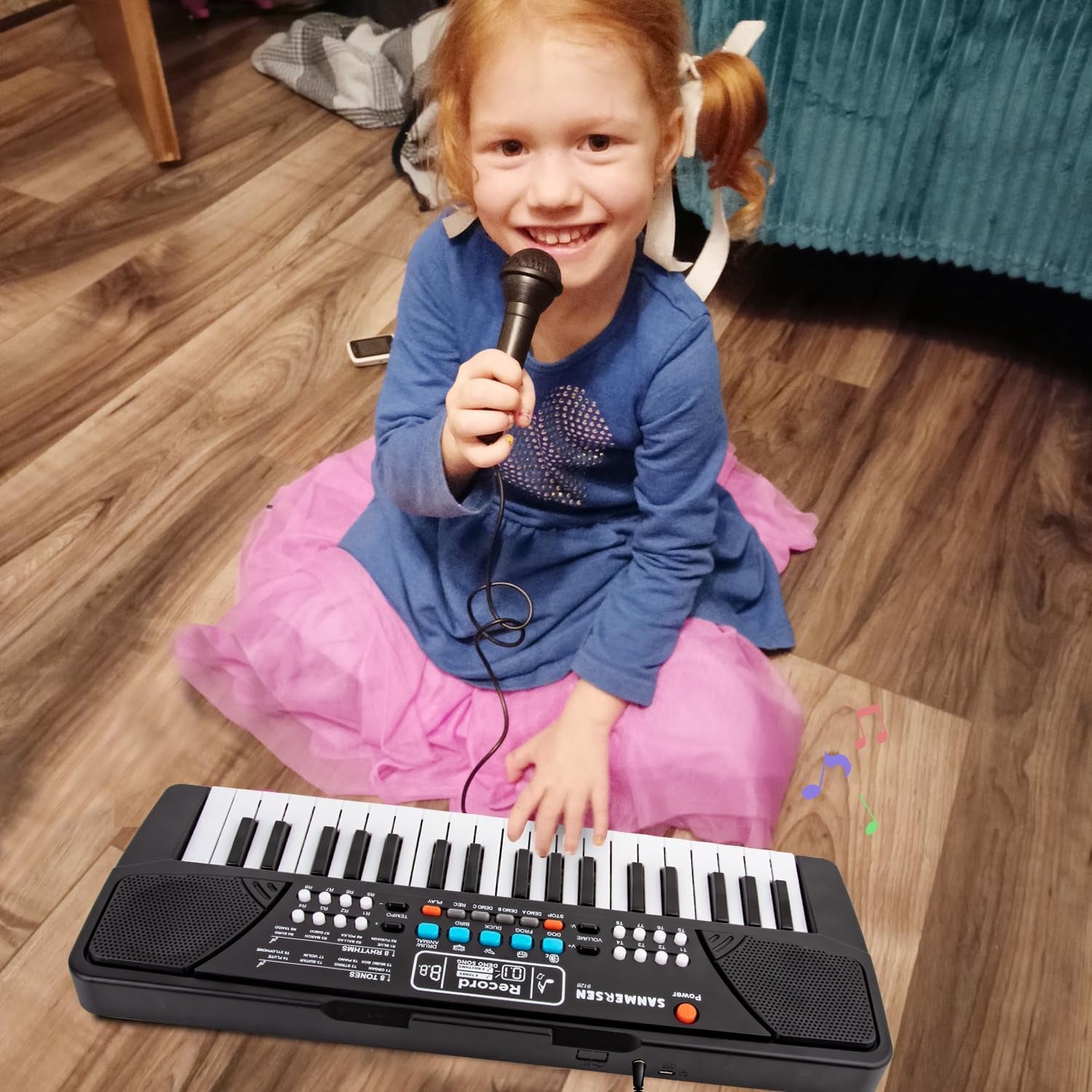  Kids Piano: 37-Key Electronic Keyboard with Microphone - Educational Musical Instrument for Beginner Boys and Girls (Ages 3-8)