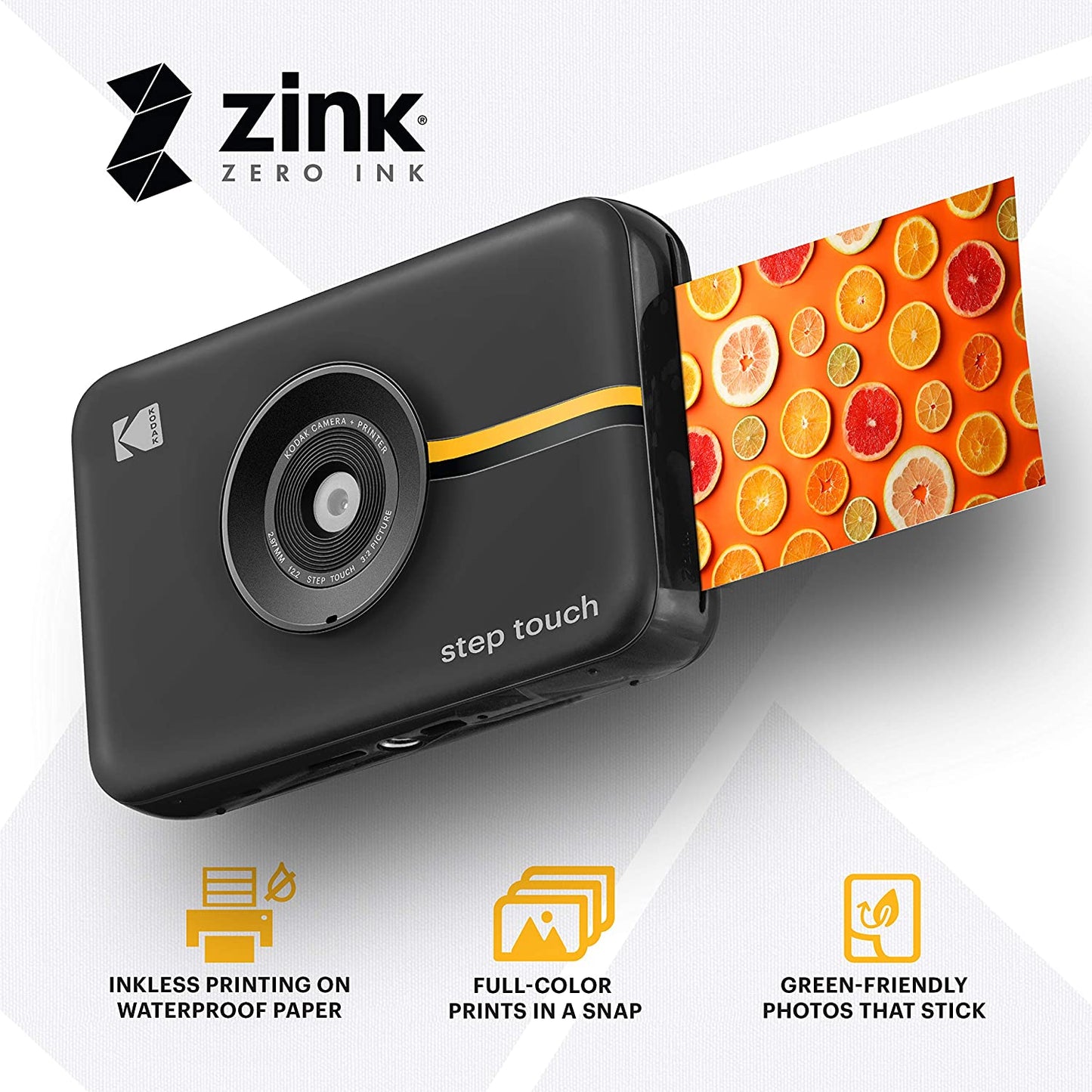 Step Touch | Digital Camera and Instant Printer with 13MP, 3.5" LCD Touchscreen Display, 1080P HD Video, Bluetooth Connectivity, Zink Zero Ink Technology | Black