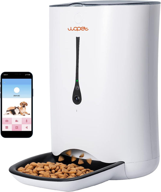 5G WiFi Automatic Cat Feeder - Timer Programmable for Dogs and Cats - 7L Capacity Cat Food Dispenser with App Control - Integrated HD Camera for Voice and Video Recording.