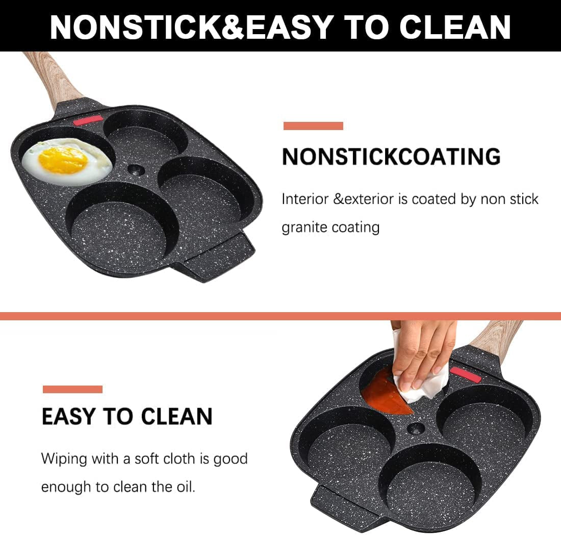 Nonstick Egg Frying Pan with Lid - Aluminium Alloy Cooker for Breakfast, Pancakes, and Fried Eggs - 4 Cups Capacity