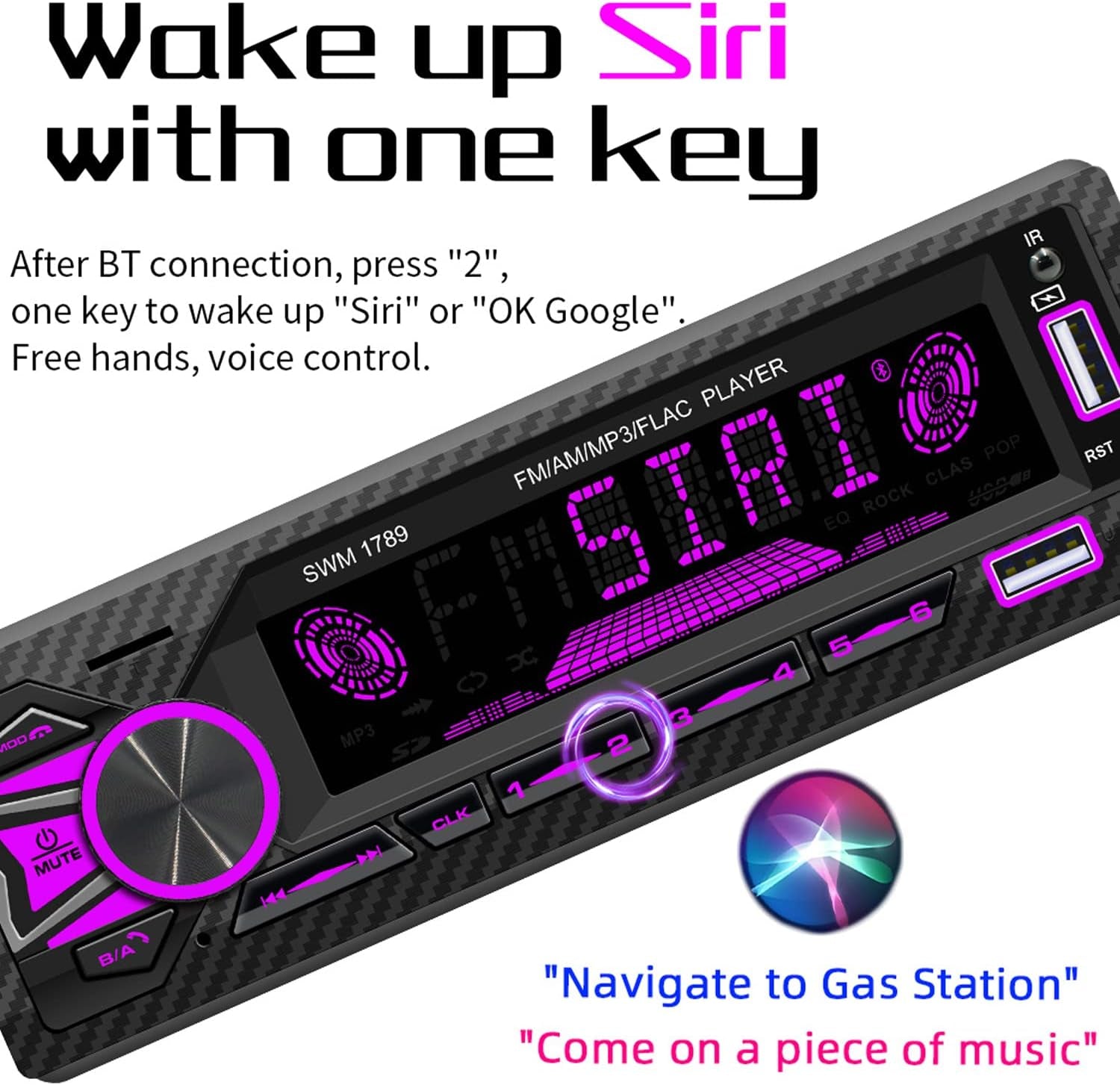 Single Din Car Stereo: Bluetooth Car Radio Autoradio with Hands-Free Function, Quick Charge 12V MP3 Player, Dual Control, Memory Function, and compatibility with MP3, FM, AM, TF, AUX, USB, and APP