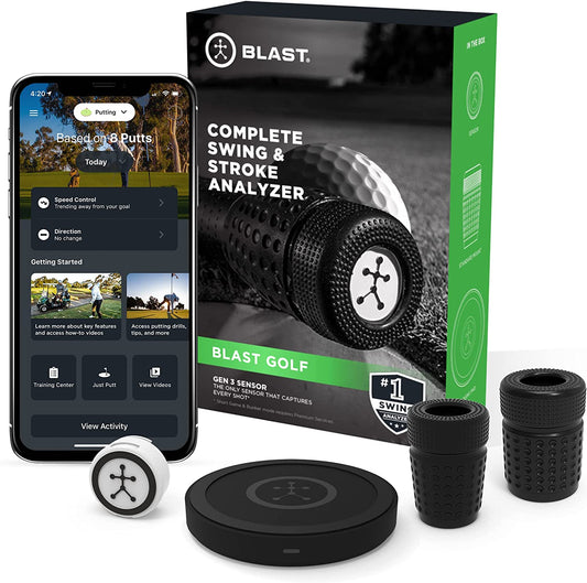 Golf Swing and Stroke Analyzer with Sensor - Comprehensive Tracking for Putting, Full Swing, Short Game, and Bunker Modes, Air Swing Mode, Slo-Mo Video Capture, App Compatibility for iOS and Android