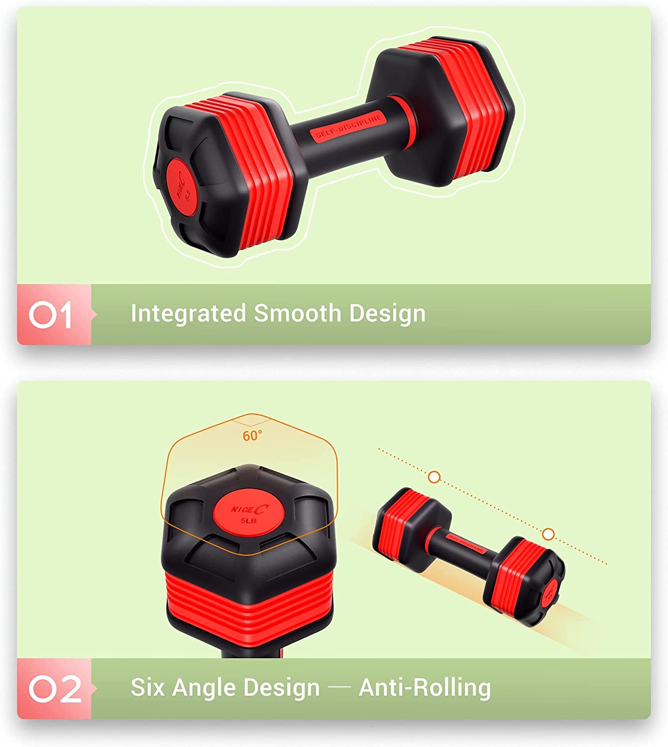 Adjustable Dumbbell Set - 5-in-1 Weight Options, Non-Slip Neoprene Handles, Ideal for Home, Gym, Office.