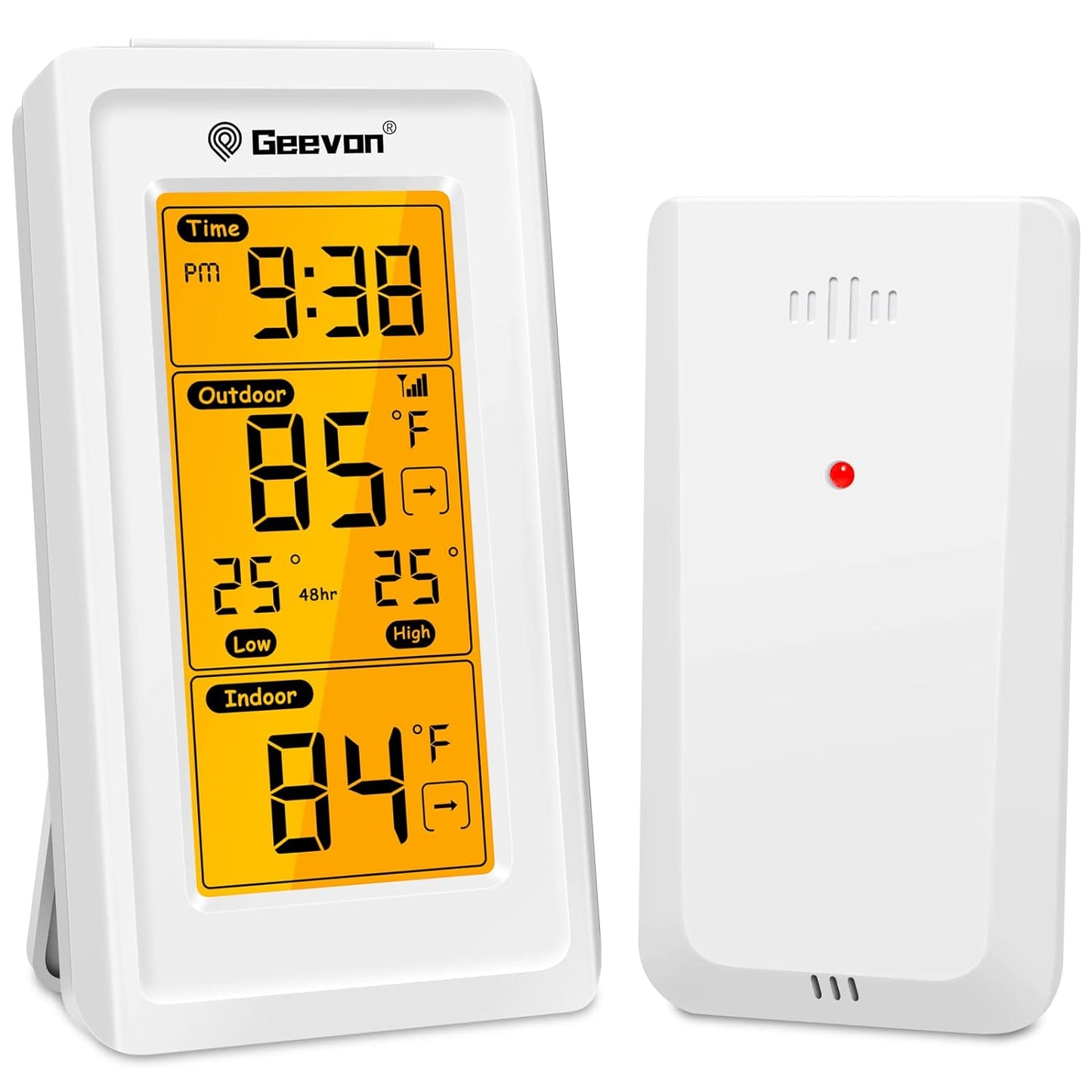  Wireless Digital Indoor Outdoor Thermometer with Time, Temperature Gauge, High/Low Readings, and 200ft/60m Range Temperature Monitoring