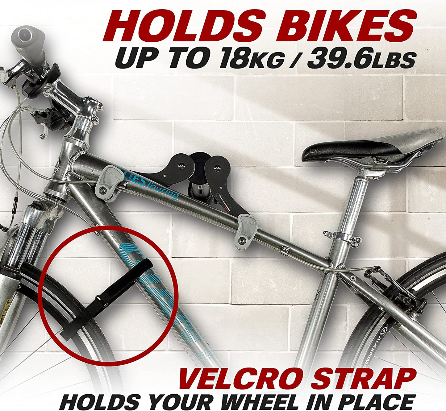 Bike Horizontal Wall Hanger - Adjustable Angle, Single Storage Mount (Black)