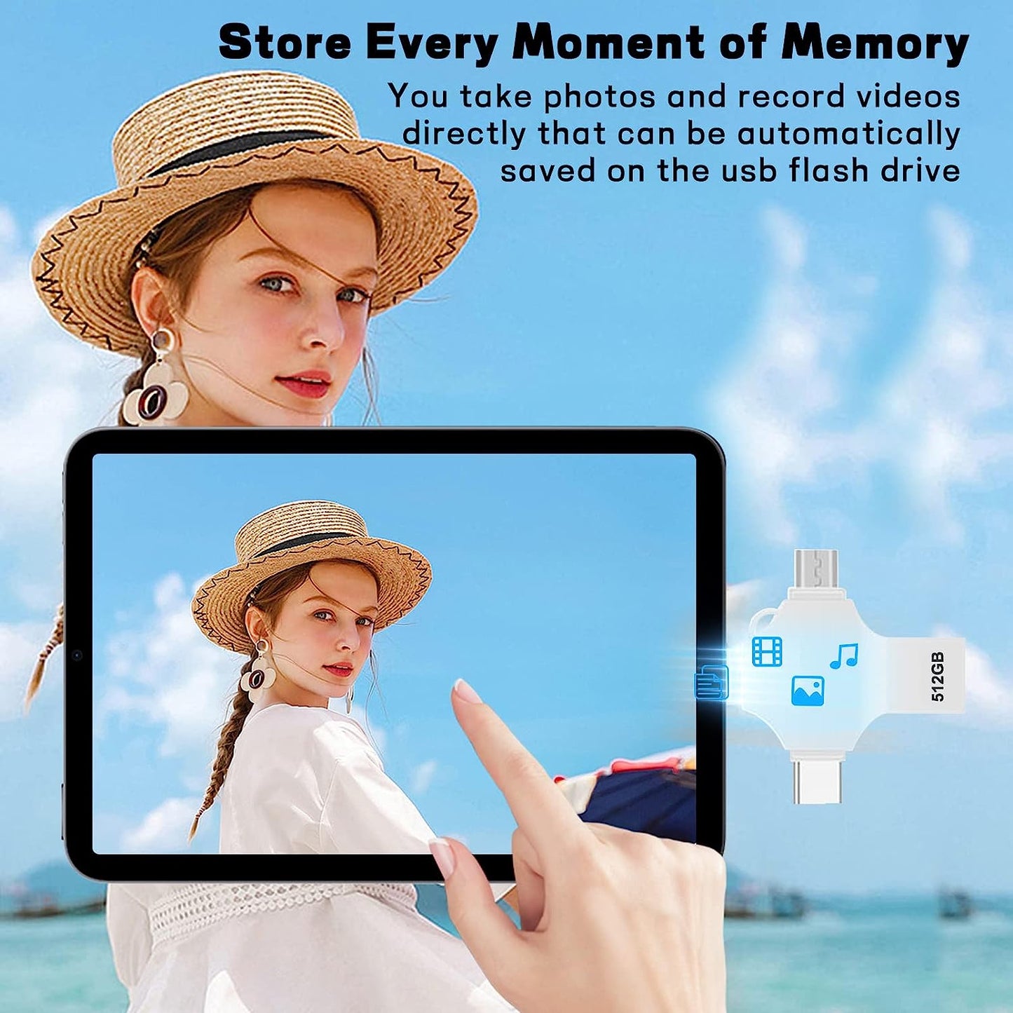  512GB USB Flash Drive: 4-in-1 Metal Thumb Drive for Smart Devices, OTG Android, Computers, and Tablets - High-Speed USB Memory Stick with Photo Storage and External Storage Capabilities