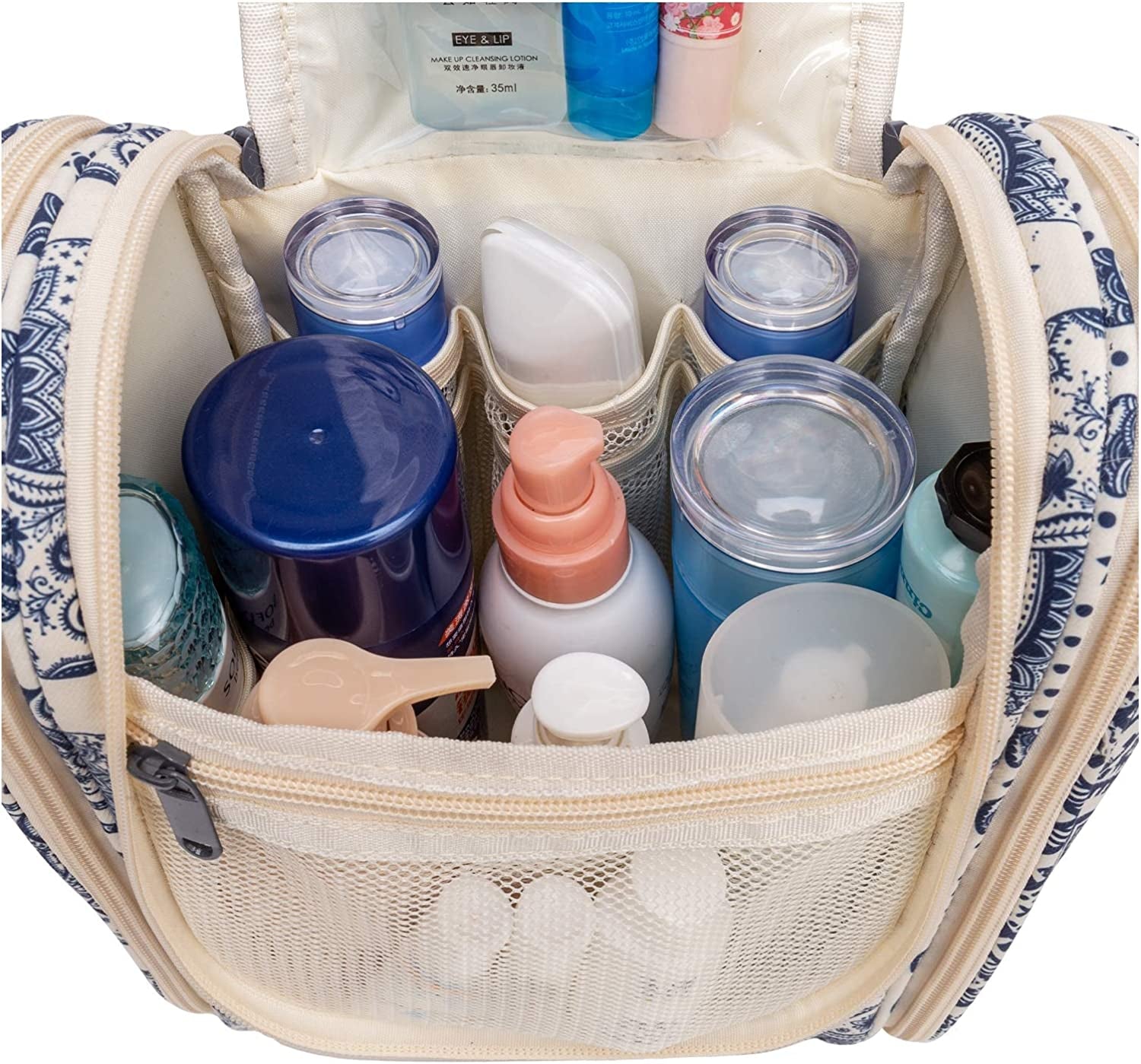 Hanging Travel Toiletry Bag: A Medium-sized Cosmetic and Makeup Organizer Medium Elephant Print