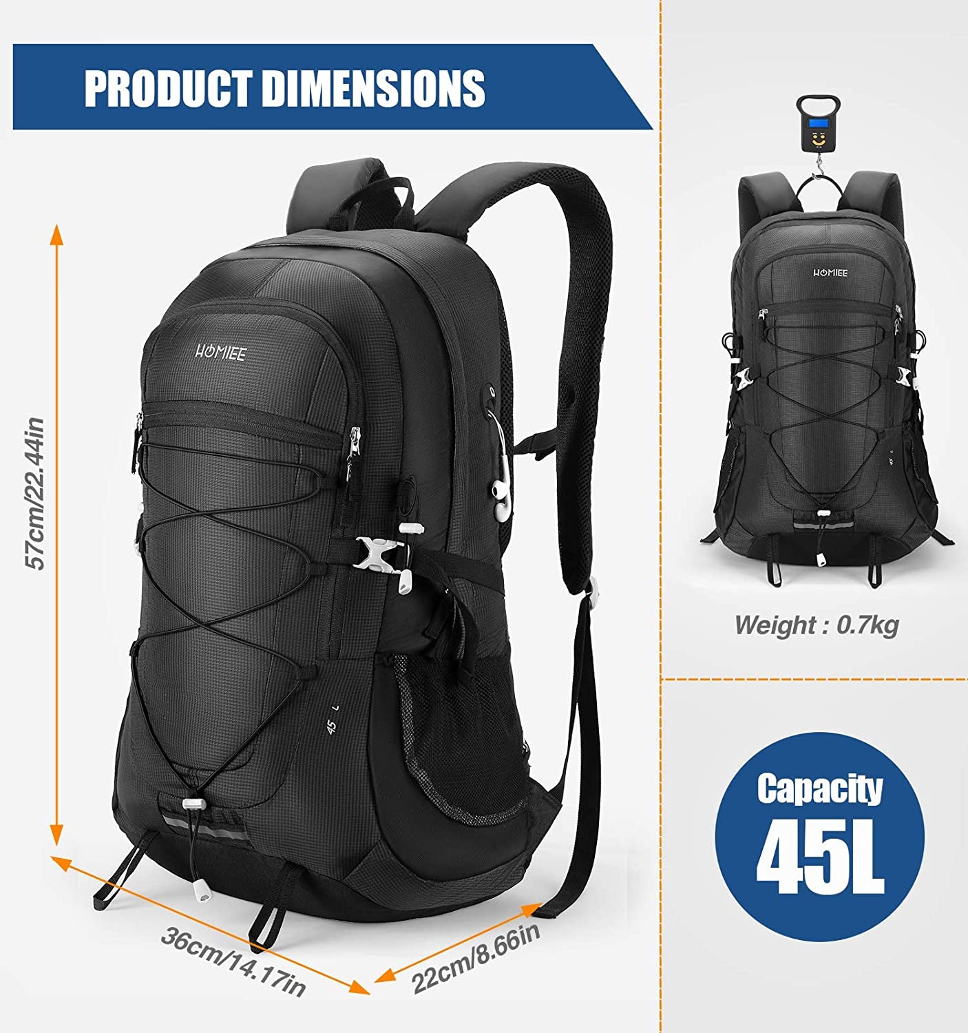45L Hiking Backpack Daypack Camping Backpack