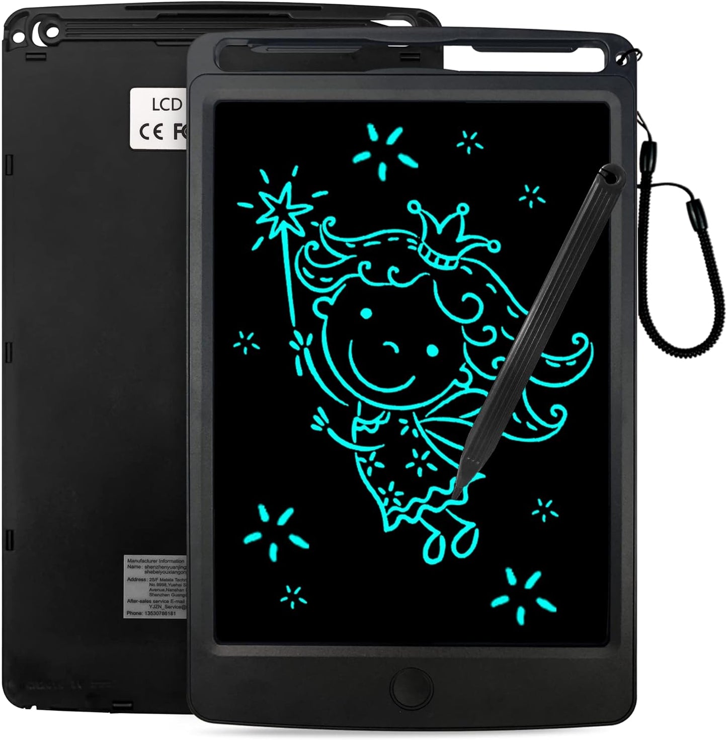  8.5 Inch LCD Writing Tablet for Kids - Doodle Board with Erasable Drawing Pad, Lanyard and Educational Learning Features - Ideal Gifts for Boys and Girls, Ages 3-7 (Black)