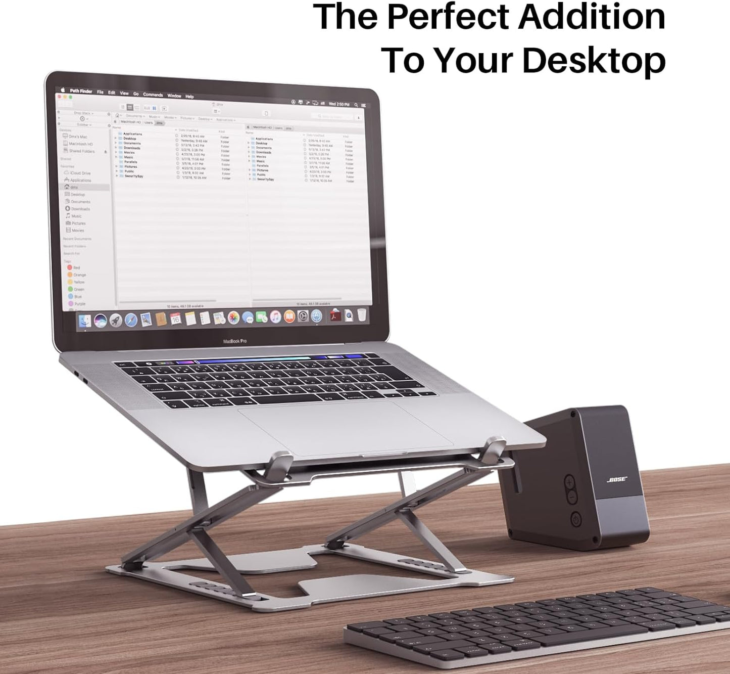 Adjustable Laptop Stand - Ergonomic Portable Riser for Desk - Foldable Stand Compatible with Laptops and iPad 10-17.3'', Silver