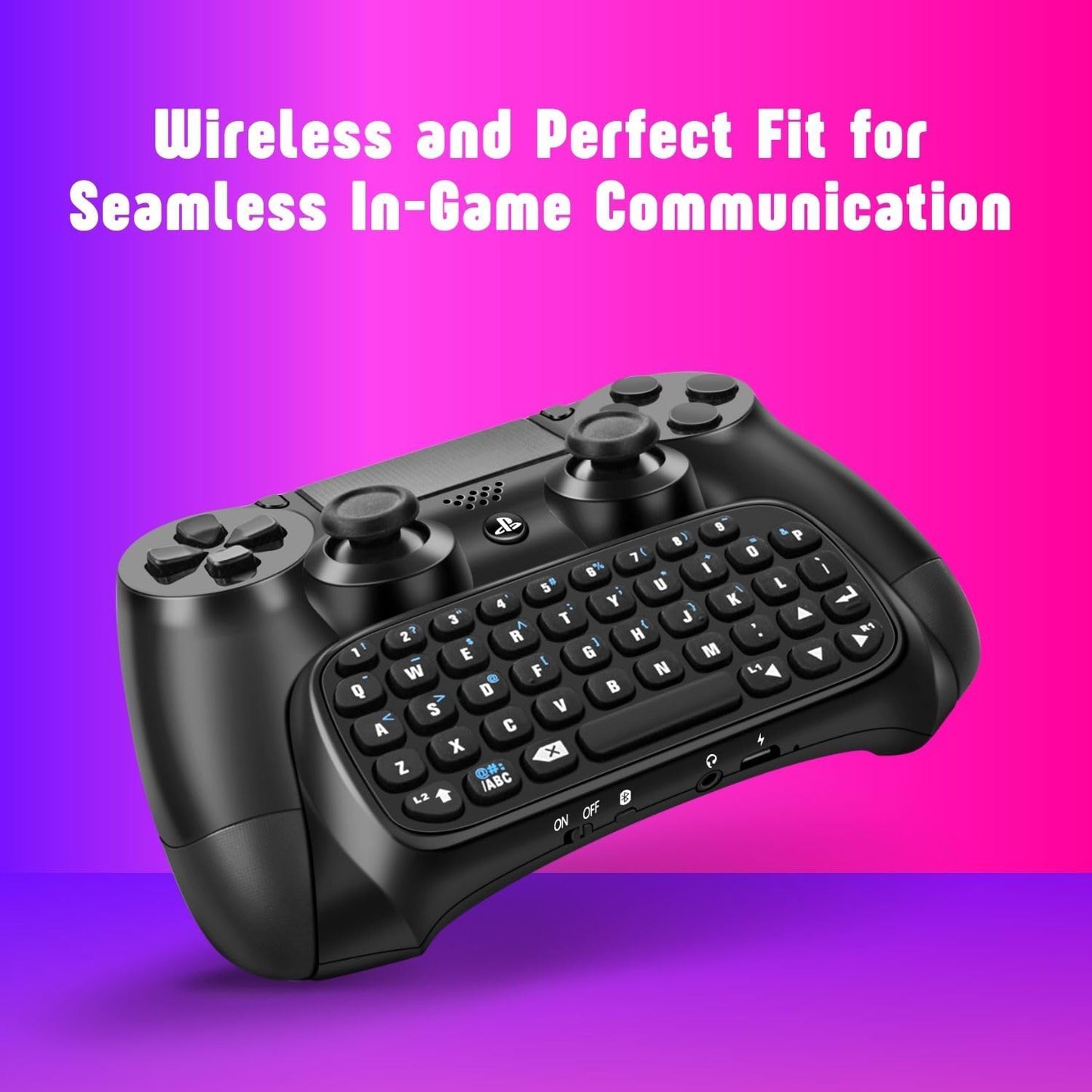 PS4 Chatpad - Compact Design QWERTY Keyboard Attachment for PS4 Controllers. Ultimate Gamepad Keyboard for Playstation 4, compatible with PS4, PS4 Slim, and PS4 Pro.