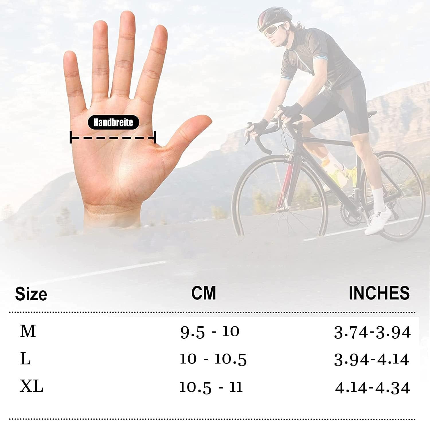 Non Slip Cycling Fingerless Gloves with Gel (Large), Shock-Absorbing Mountain Bike Gloves, Breathable Training Gloves MTB Road Cycling Gloves for Men Women