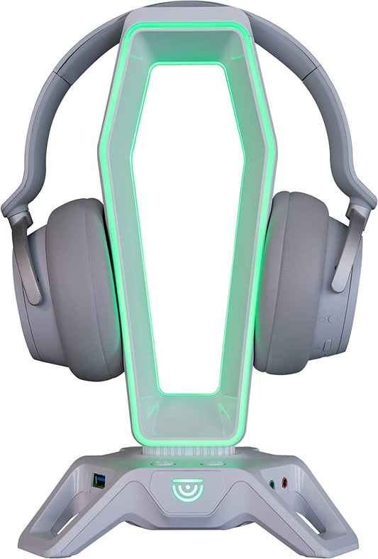 USB RGB Headphone Stand: Ultimate Gaming Accessories with 3 USB 3.0 Ports and RGB Lights White