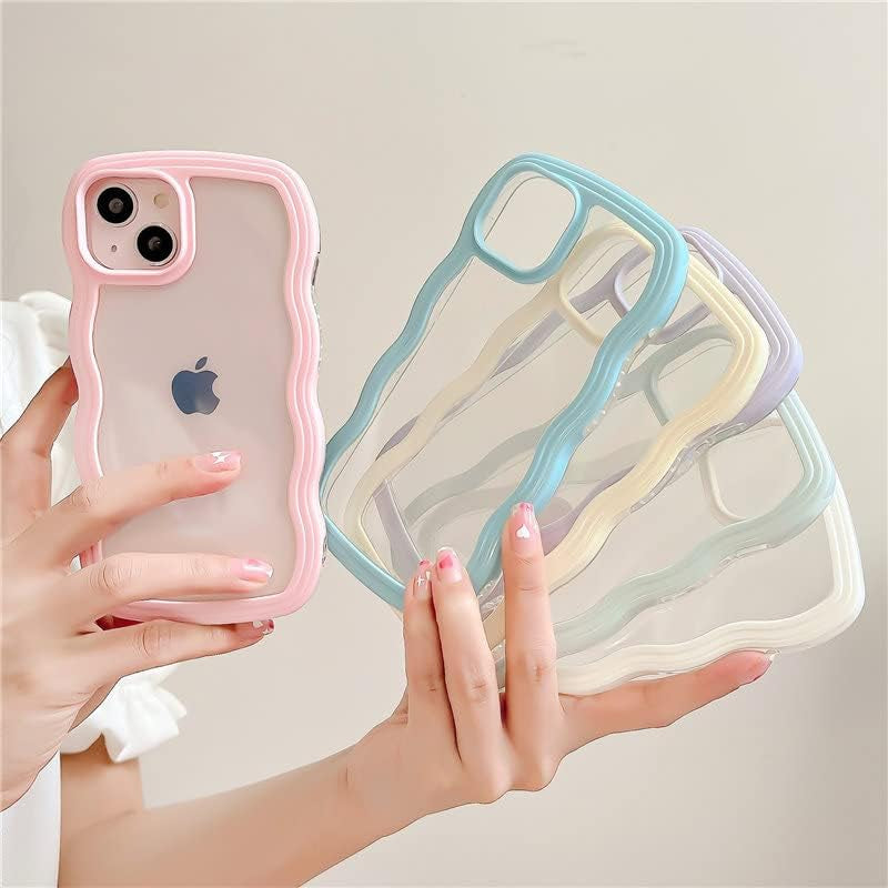 iPhone XR Wave Frame Clear Phone Case - Slim Fit, Shockproof, Translucent Bumper, Anti-Scratch TPU Case in White.