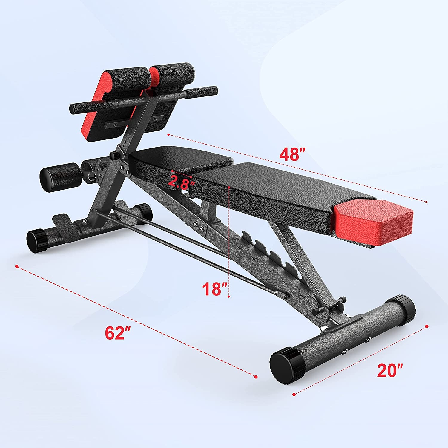 Weight Bench for Comprehensive Full-Body Workout - Hyper Back Extension, Roman Chair, Adjustable Ab Sit-Up Bench, Incline Decline Bench, and Flat Bench