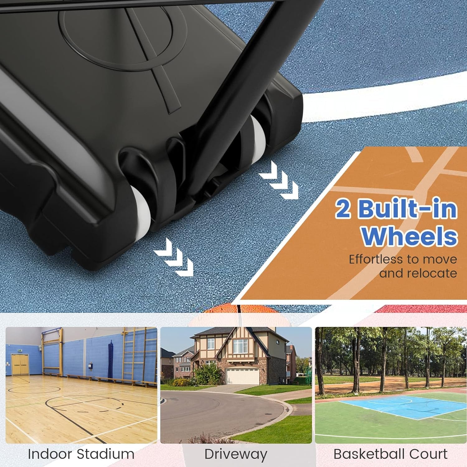 Adjustable Outdoor Basketball System with Shatterproof Backboard and Solid Metal Rim
