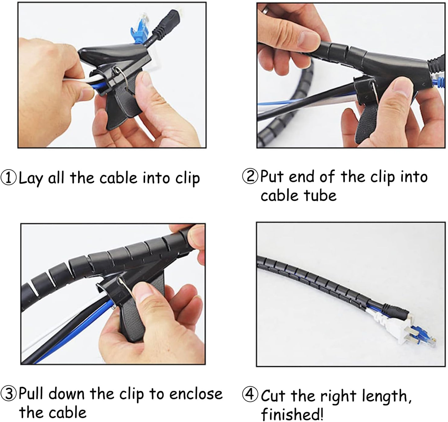 Cable Management Kit: 184-Piece Cord Organizer Set, including 40 Adhesive Cable Clips Holders, 4 Cable Sleeves, 100 Zip Ties, 50 Reusable Fastening Cable Ties, and 1 Cable Tie Roll. Ideal for Organizing Office Desk Electronics and Cables.