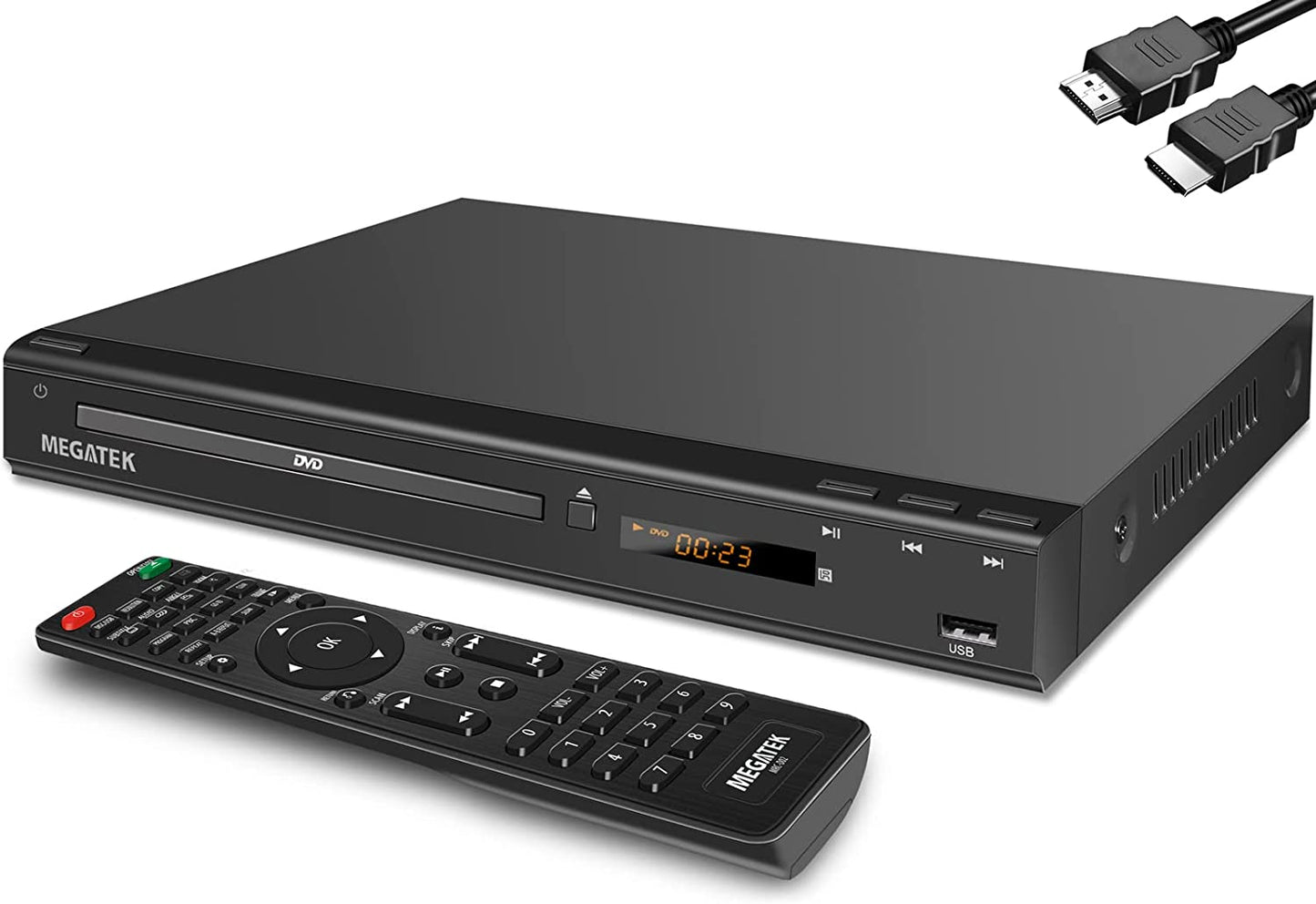 HDMI Multi-Region DVD Player for TV (1080P Upscaling) - CD Player for Home Stereo System - USB Port - Coaxial Digital Audio Out - Metal Casing - Remote Control - Includes HDMI and RCA Cables