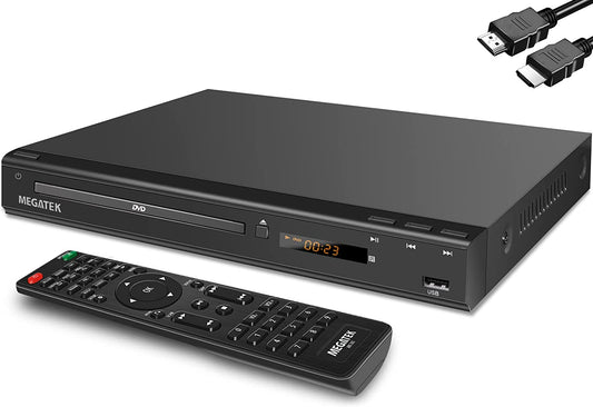 HDMI Multi-Region DVD Player for TV (1080P Upscaling) - CD Player for Home Stereo System - USB Port - Coaxial Digital Audio Out - Metal Casing - Remote Control - Includes HDMI and RCA Cables