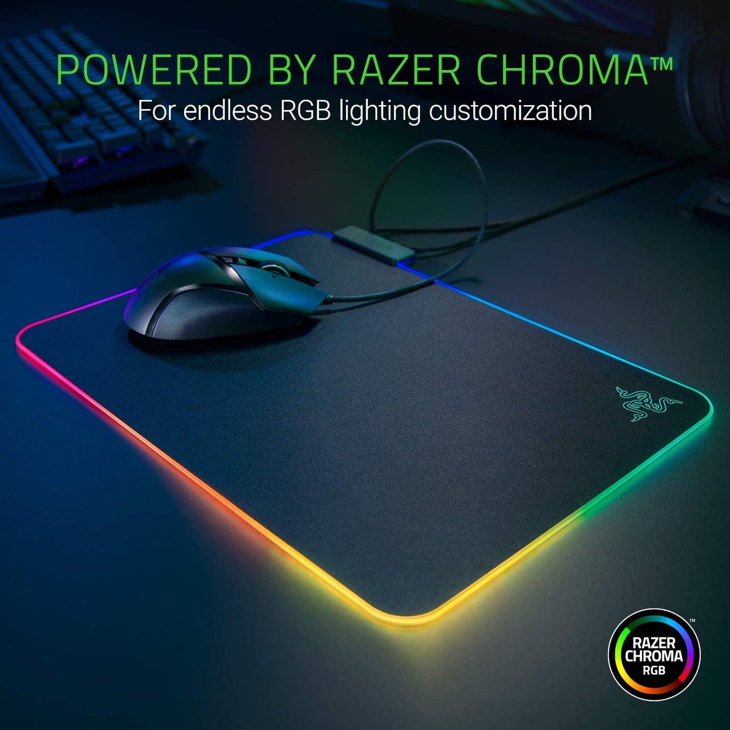 V2 RGB Gaming Mousepad: Personalizable Chroma Illumination - Integrated Cable Organization - Optimal Control & Speed - Non-Slip Rubberized Base