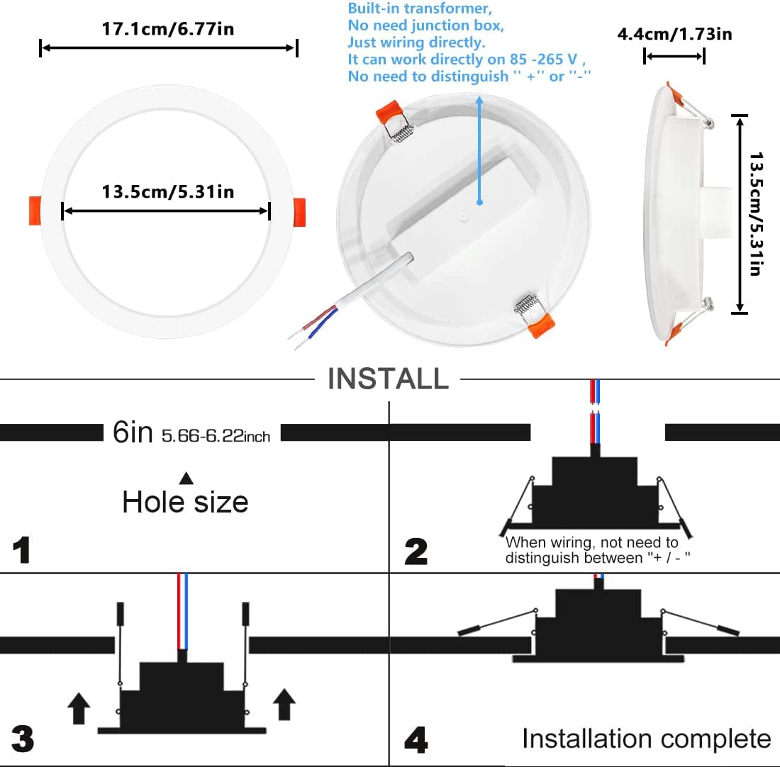 4 Pack of Smart Recessed Lighting: 6 Inch, 150W Equivalent 1760LM, RGB LED Ceiling Lights with APP Control, 16W Daylight 5000K, Color Changing Downlights for Bedroom Kitchen Living Room