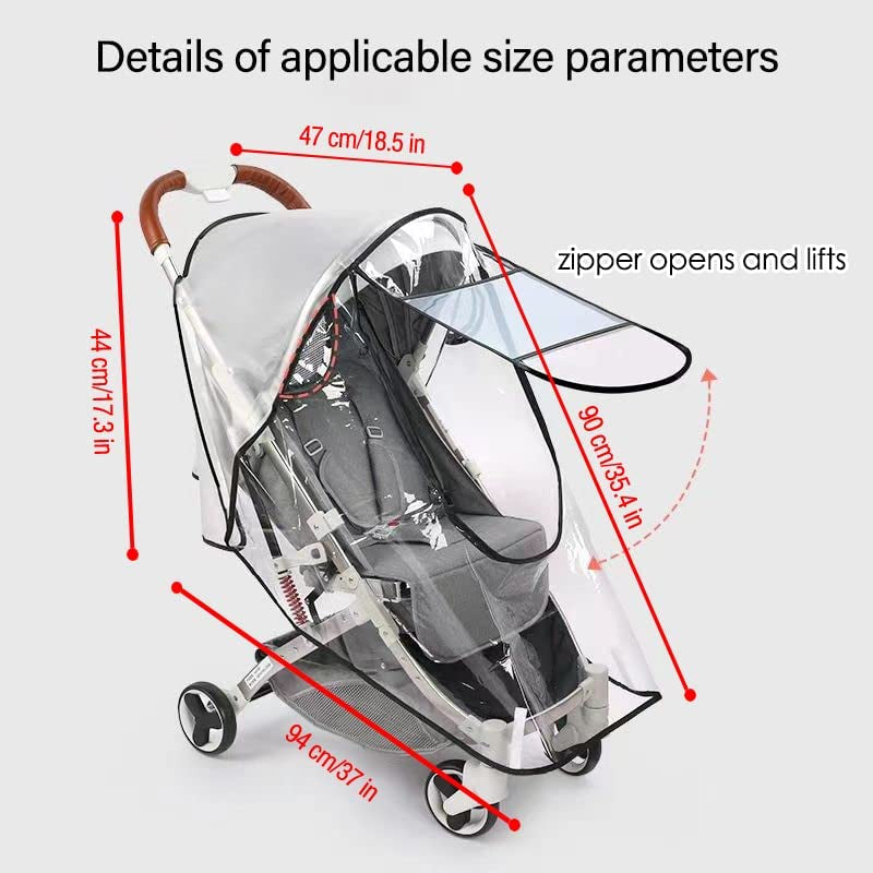 Universal Stroller Rain Cover- Cart Umbrella Rain Cove Accessory, for Babies Winter Windproof Waterproof Dustproof and Snowproof