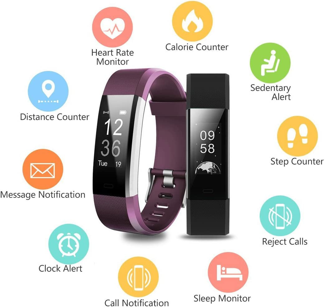 Smart Fitness Tracker with Heart Rate Monitor, Sleep Tracker, and Activity Pedometer for Android and iOS Smartphone