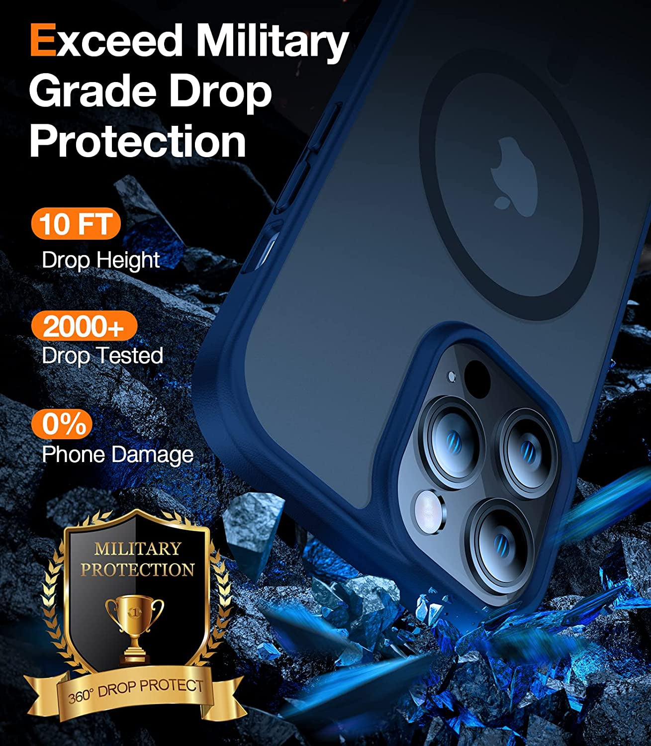 Magnetic Guardian Case for iPhone 14 Pro Max - Military Grade Drop Tested - Compatible with MagSafe - Slim and Translucent Matte Design - Designed for iPhone 14 Pro Max (6.7") - Color: Blue.