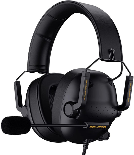 Surround Sound Pro Gaming Headset SG500: Noise Cancelling Microphone, Detachable Memory Foam Ear Pads. Portable Foldable Headphones for PC, PS4, PS5, Xbox One, Switch.