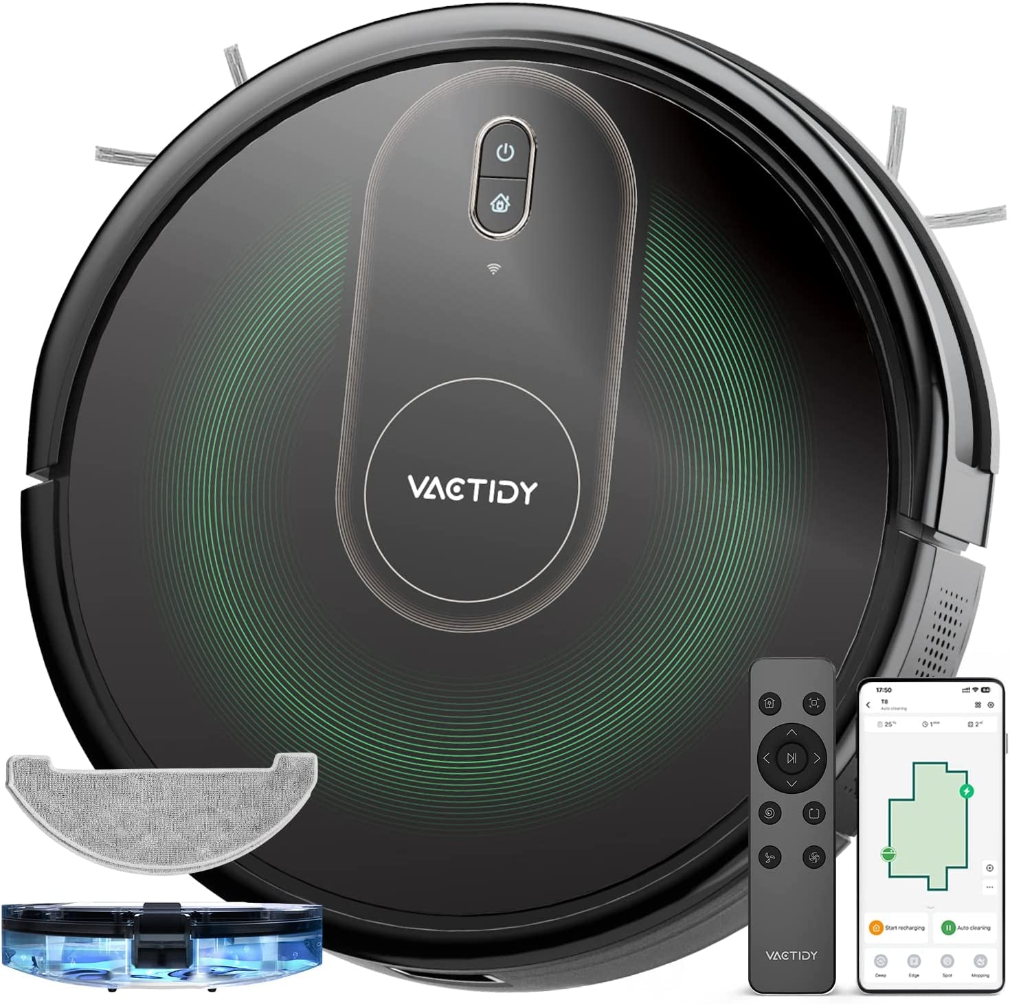 Nimble T8 Robot Vacuum and Mop Combo: GyroNav Navigation, 3000Pa Strong Suction, Siri/APP/Alexa/WiFi Control, Self-Charging, Suitable for Hard Floors, Carpets, and Pet Hair Cleaning