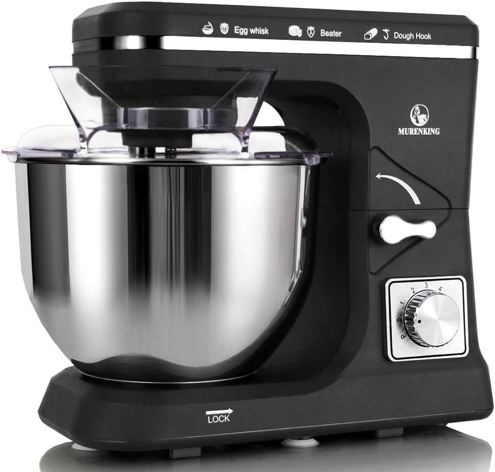 500W Tilt-Head Stand Mixer: 5-Qt Capacity, 6-Speed Kitchen Food Mixer with Accessories in Black