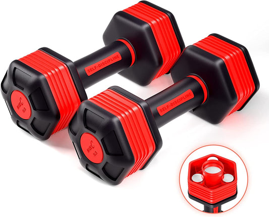 Adjustable Dumbbell Set - 5-in-1 Weight Options, Non-Slip Neoprene Handles, Ideal for Home, Gym, Office.